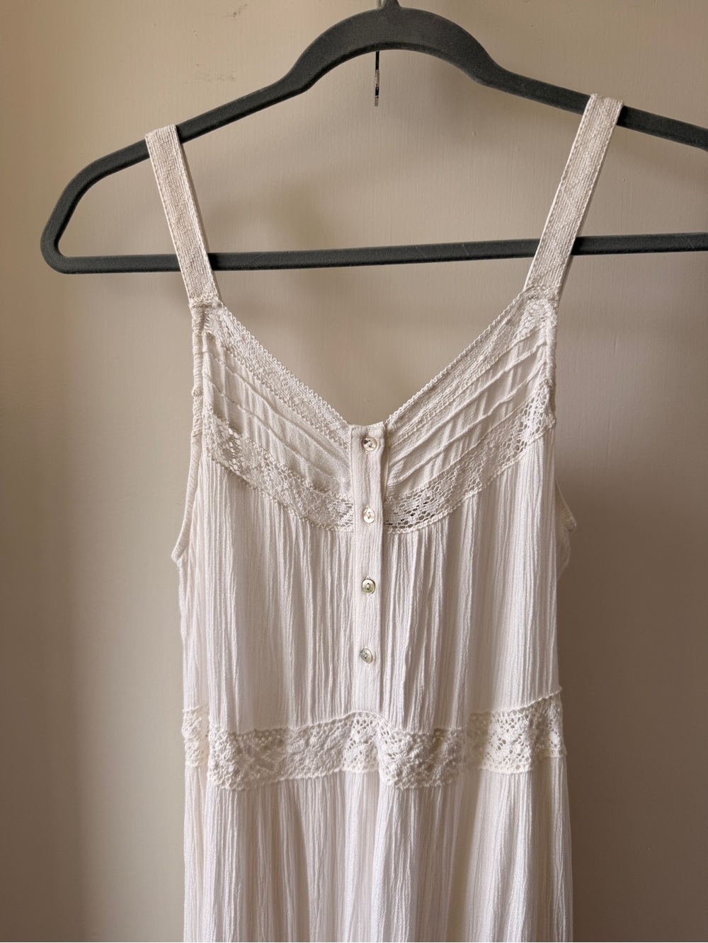 Forever 21 White Crochet-Trim Tiered Maxi Dress Prairie Boho S - Picture 5 of 14